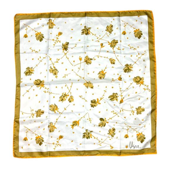 Vintage 70's Scarves by Vera Neumann Orange Brown Flower Square Floral Scarf - Picture 1 of 6